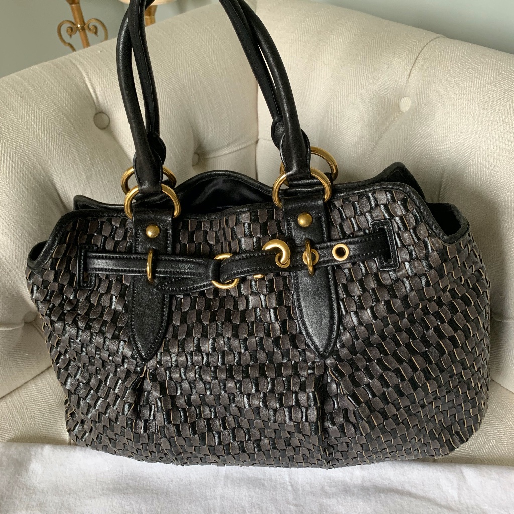 Miu Miu Large Woven Leather Tote